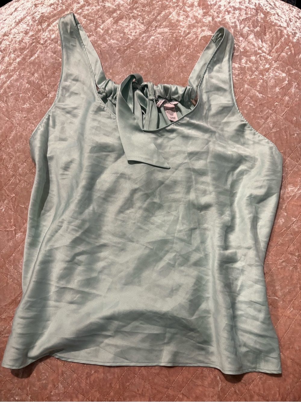 Victoria's Secret Pale Aqua Satin Tie-Neck Camisole